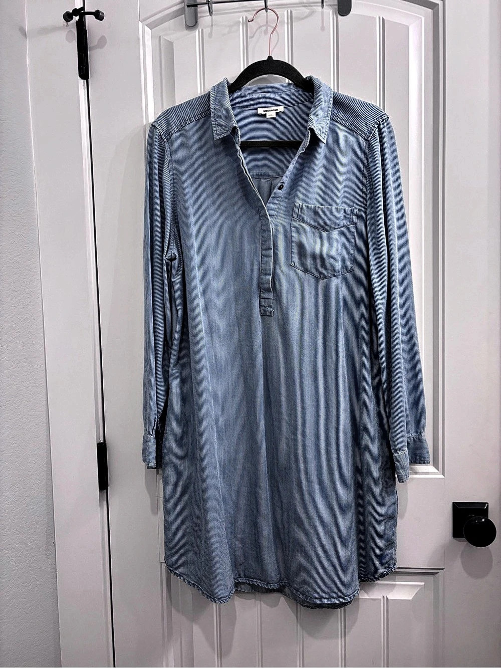 Goodthreads Striped Mini Dress in Blue & White Size Medium